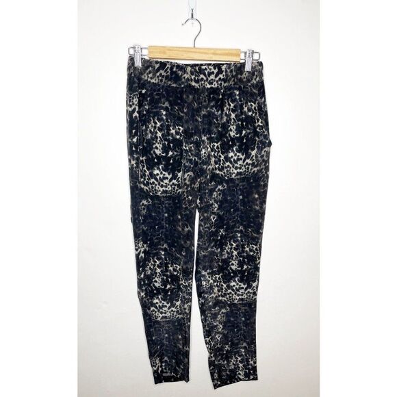 Mikoh Animal Print Taper Cropped Pants Black Multi Women's 2 - Picture 1 of 5